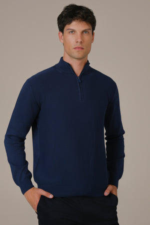 Muški džemper POLU ZIP teget