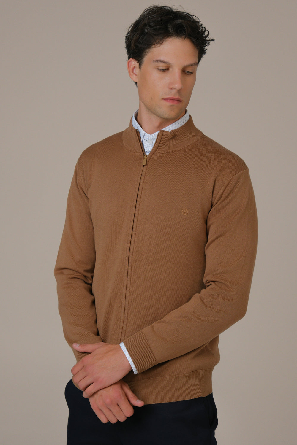 Muški džemper ZIP oker