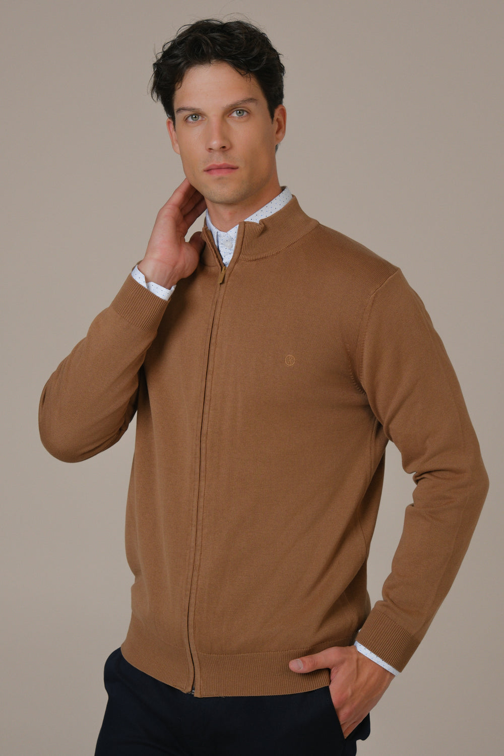 Muški džemper ZIP oker