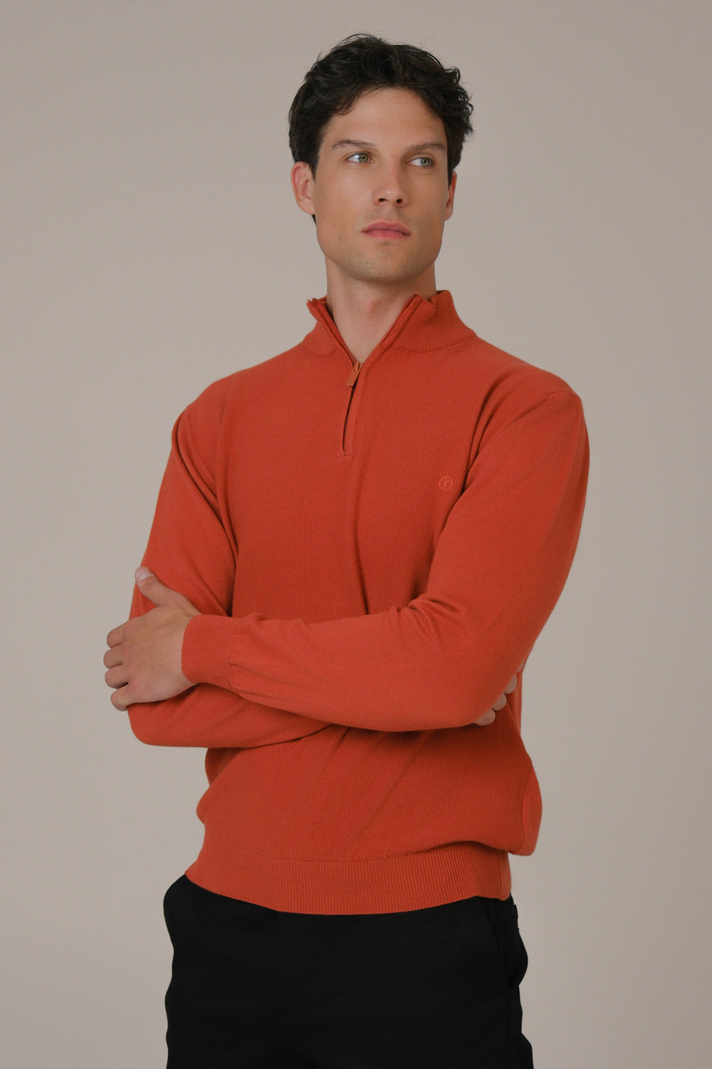 Muški džemper POLU ZIP narandžasti