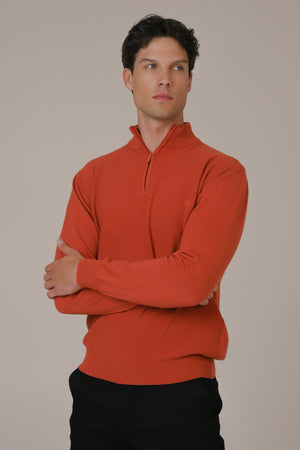 Muški džemper POLU ZIP narandžasti