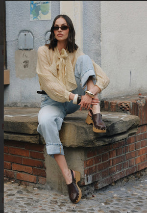 Ženska bluza  tensel PROZIRNA žuta bež