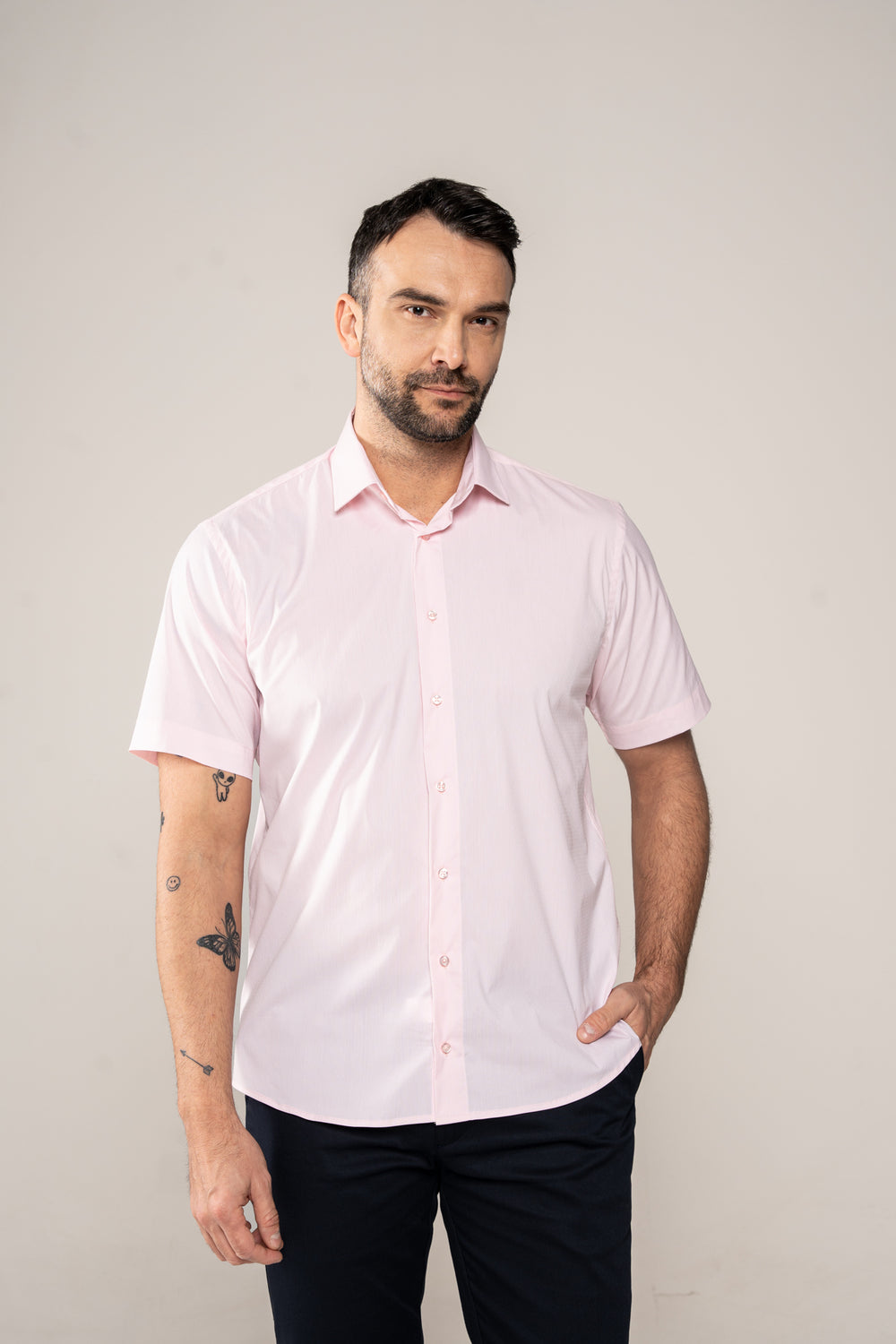 Klasična muška košulja kratak rukav svetlo roze