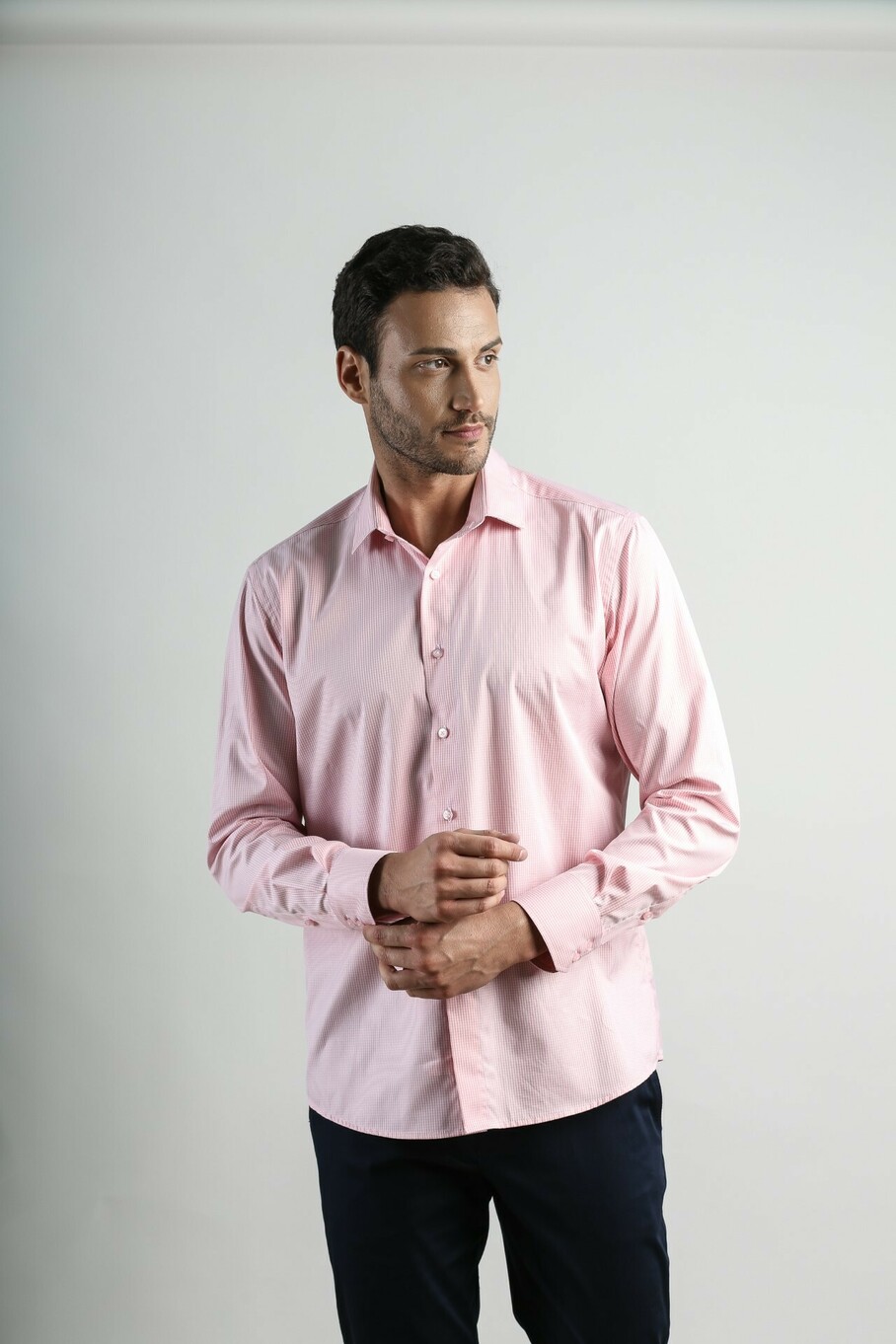 Malinik karirana roze muška košulja